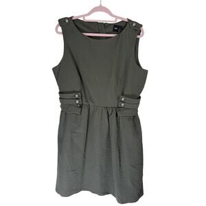 Asos Gray Green Textured Sleeveless Fit & Flare To Knee Dress Size 14